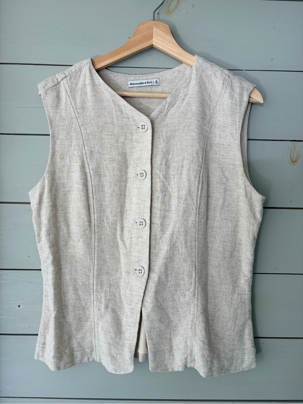 Abercrombie & Fitch Linen Blend Button Front Vest Size M
